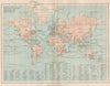 WORLD.Map natural production different lands main routes maritime commerce 1886