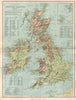 UK. Physical map British Isles; Inset of Orkney & Shetland Islands 1886