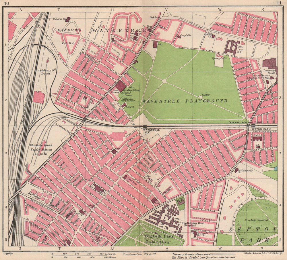 LIVERPOOL. Sefton Park Wavertree Toxteth Park 1949 old vintage map plan chart