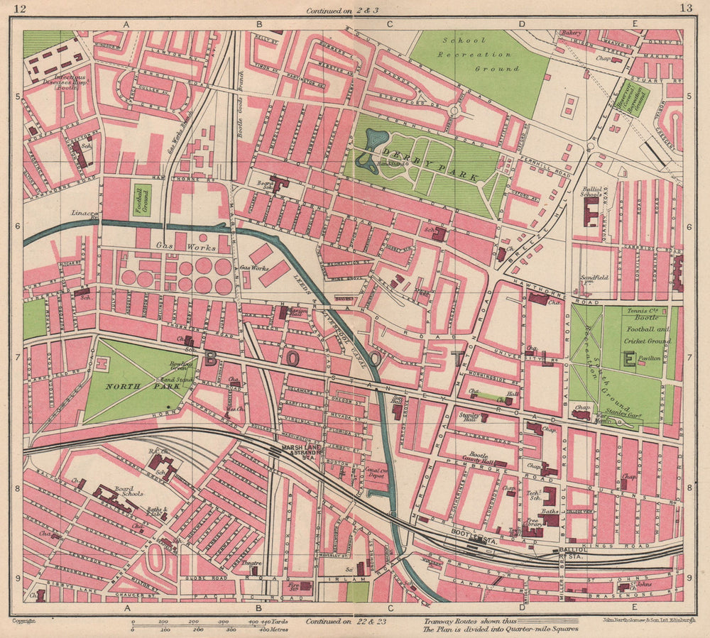 LIVERPOOL. Bootle Oriel Road Bootle New Strand Derby Park 1949 old vintage map