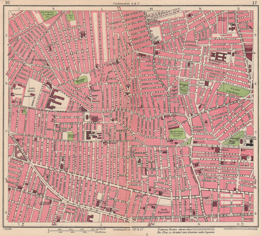 LIVERPOOL. Everton Vauxhall Grant Gardens 1949 old vintage map plan chart