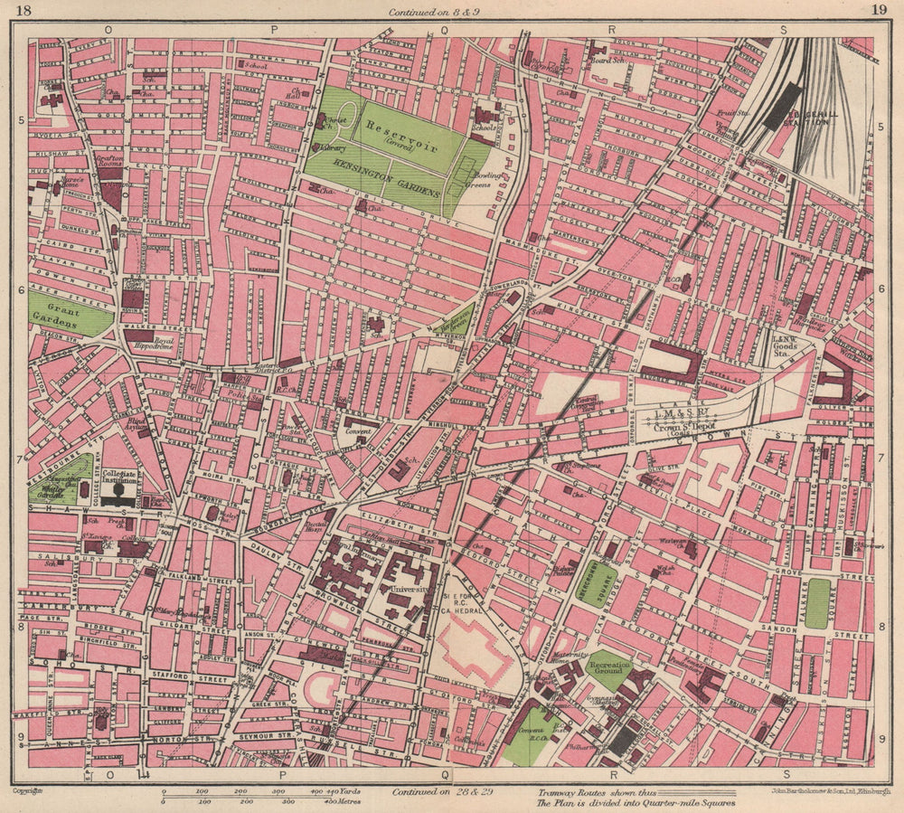 LIVERPOOL. Edgehill Kensington Gardens Royal Liverpool Uni Hospital 1949 map