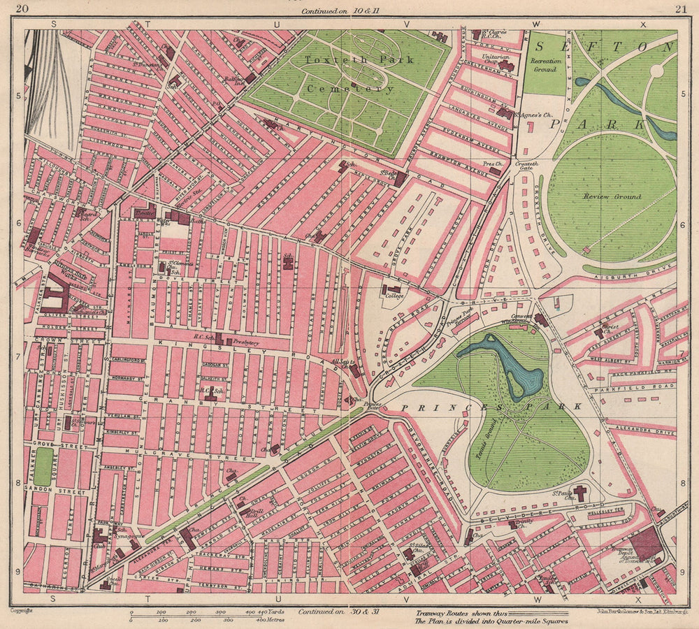 LIVERPOOL. Windsor Princes Park Sefton Park Toxteth 1949 old vintage map chart