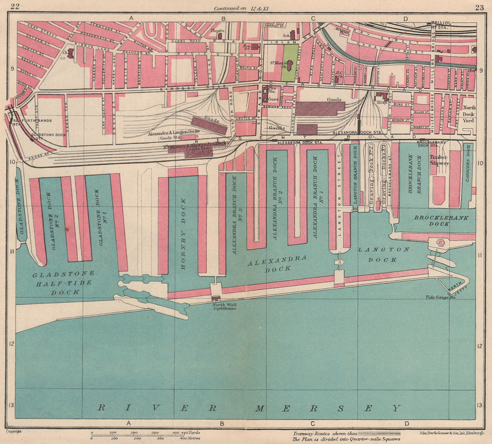 LIVERPOOL. Bootle Gladstone/Hornby/Alexandra/Langton/Brocklebank Docks 1949 map