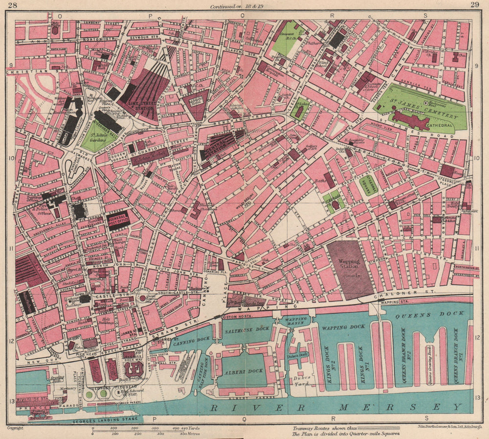 LIVERPOOL CENTRE. Queen's Dock Wapping Dock Salthouse Dock 1949 old map