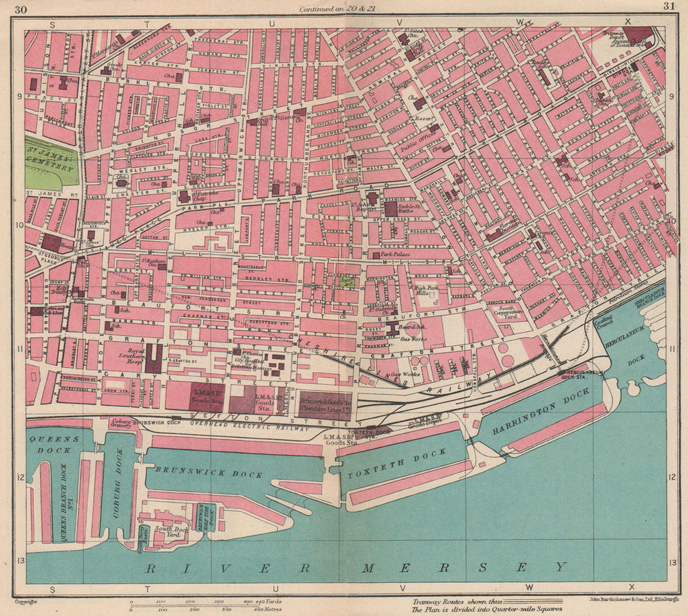 LIVERPOOL. Riverside Dingle Toxteth/Brunswick/Coburg/Harrington Docks 1949 map
