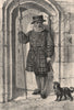 A Beefeater at the Tower, London c1880 old antique vintage print picture