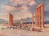 'Colonnade, Palmyra, with Druze Castle' by Margaret Thomas. Syria 1908 print