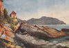 'Rocks on the shore, Nervi' by William Scott. Italy 1907 old antique print