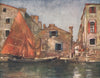 'The Orange Sail' by Mortimer Menpes. Venice 1916 old antique print picture