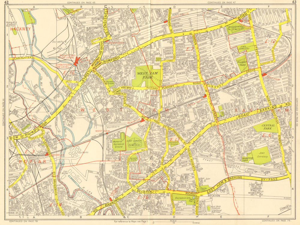 LONDON EAST END Tower Hamlets Newham Stratford West Ham GEOGRAPHERS A-Z 1959 map