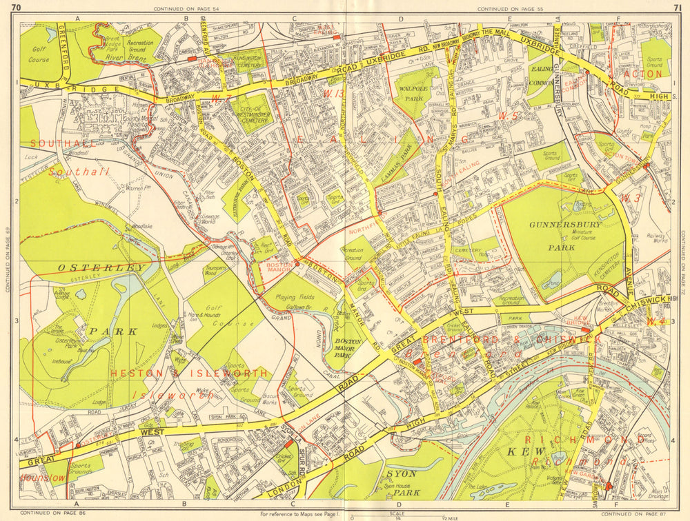 EALING Brentford Isleworth Kew Acton Osterley Hanwell. GEOGRAPHERS' A-Z 1959 map