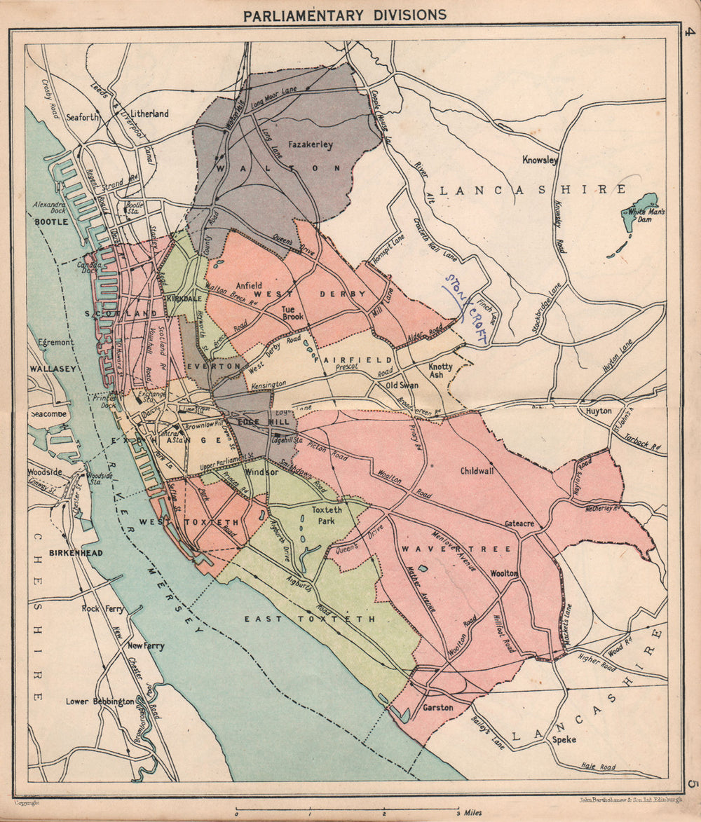 LIVERPOOL Parliamentary divisions. Constituencies 1928 old vintage map chart