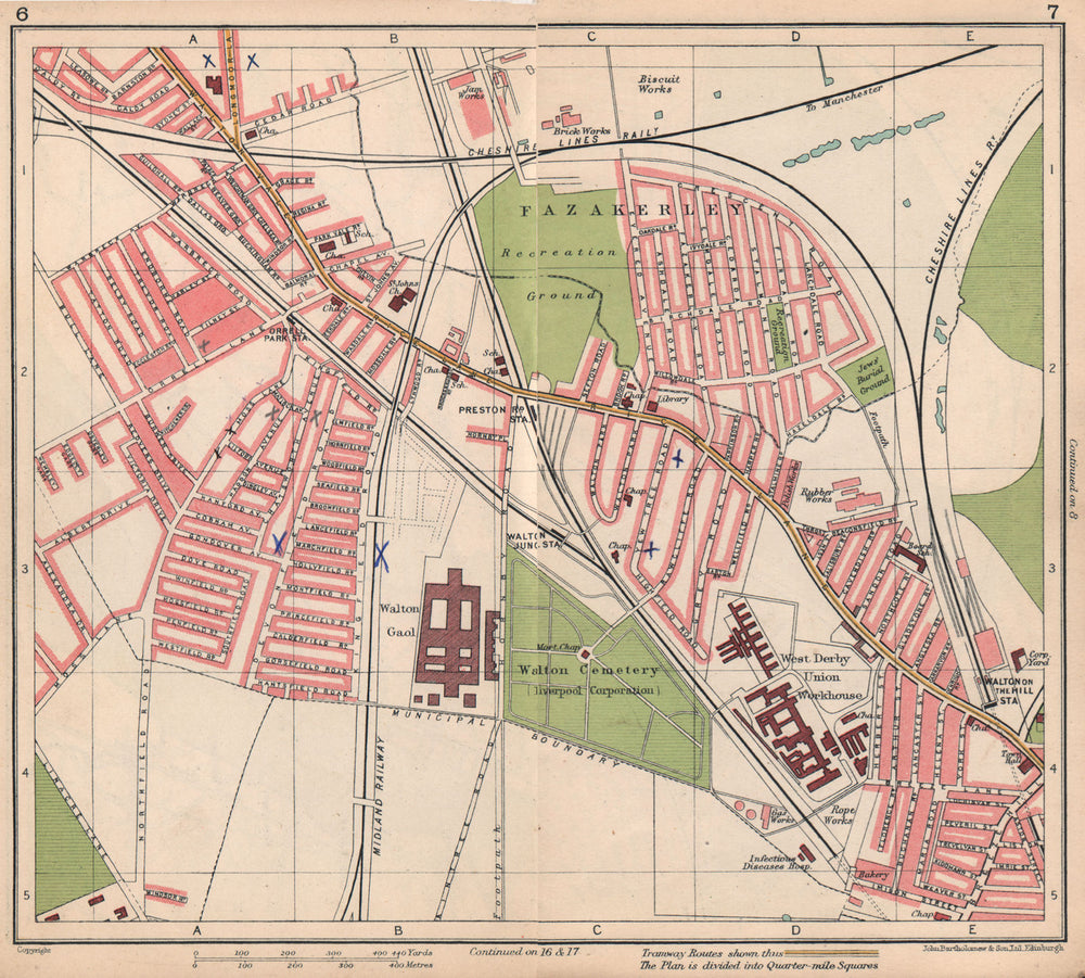 LIVERPOOL. Fazakerley Walton County Orrell Park 1928 old vintage map chart