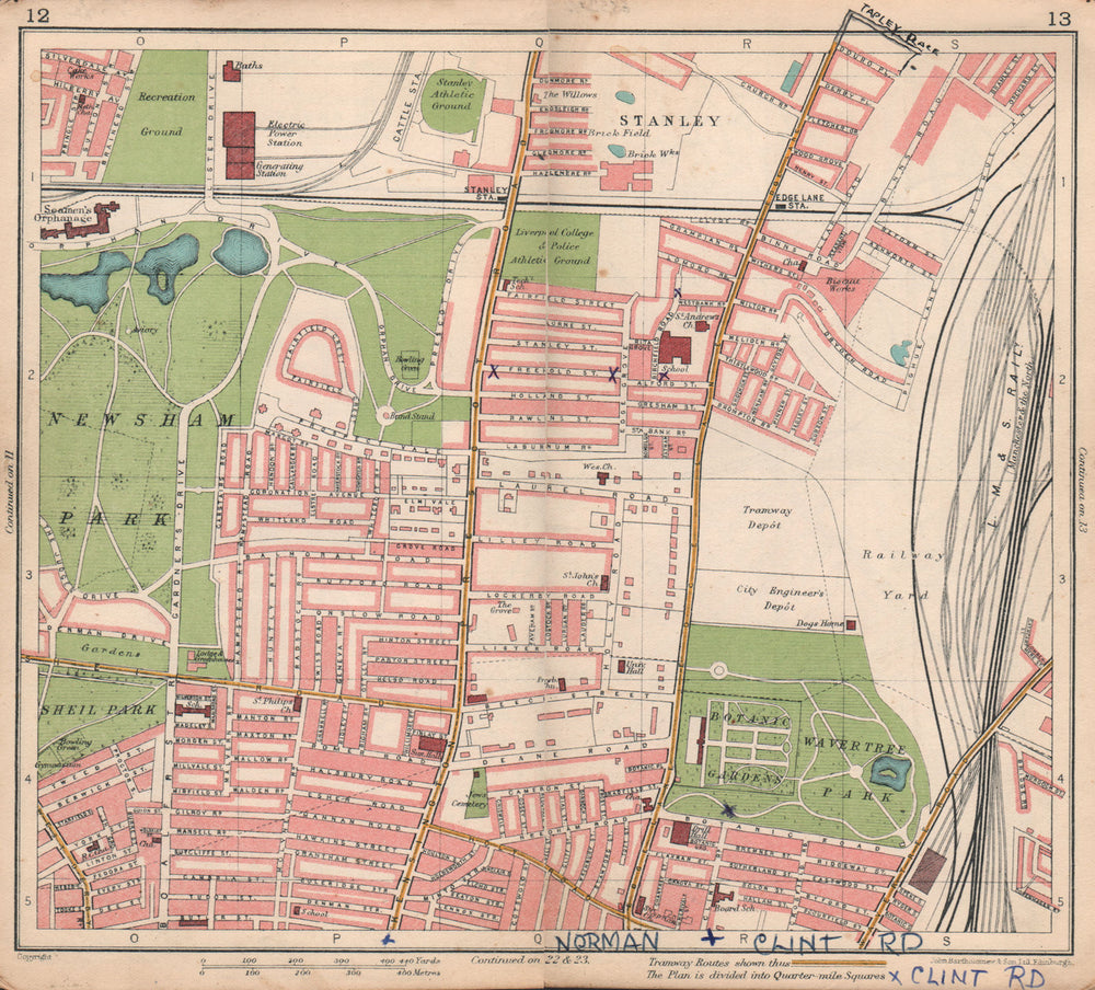 LIVERPOOL. Stanley Kensington Newsham Park Edge Lane Fairfield 1928 old map