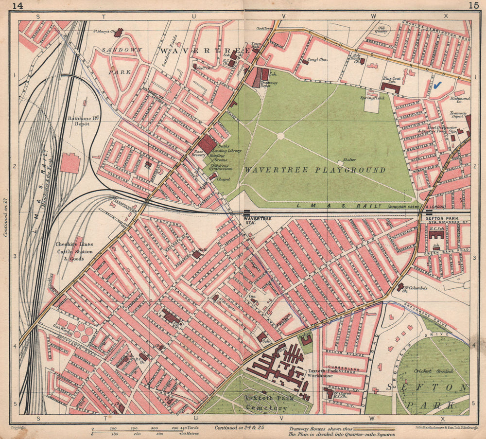 LIVERPOOL. Sefton Park Wavertree Toxteth Park 1928 old vintage map plan chart
