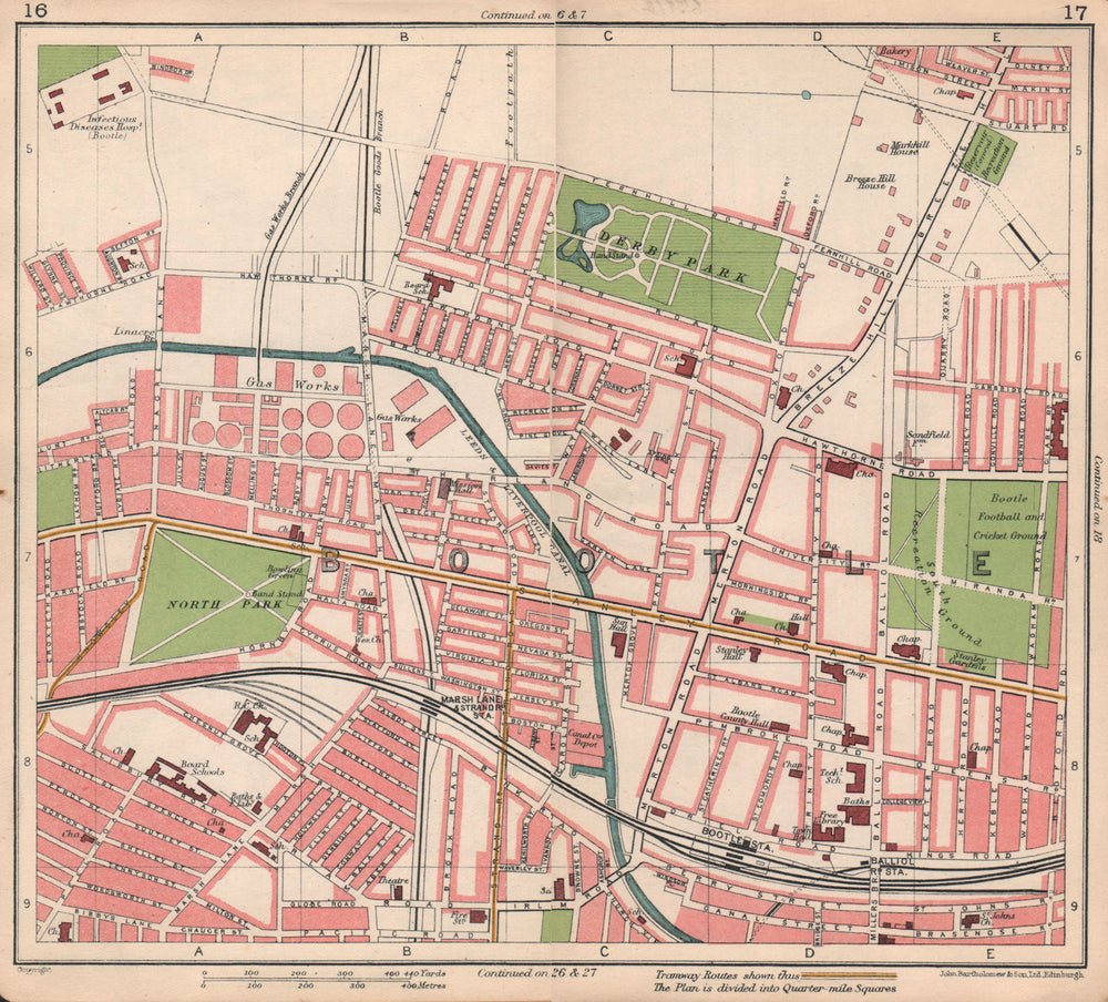 LIVERPOOL. Bootle Oriel Road Bootle New Strand Derby Park 1928 old vintage map