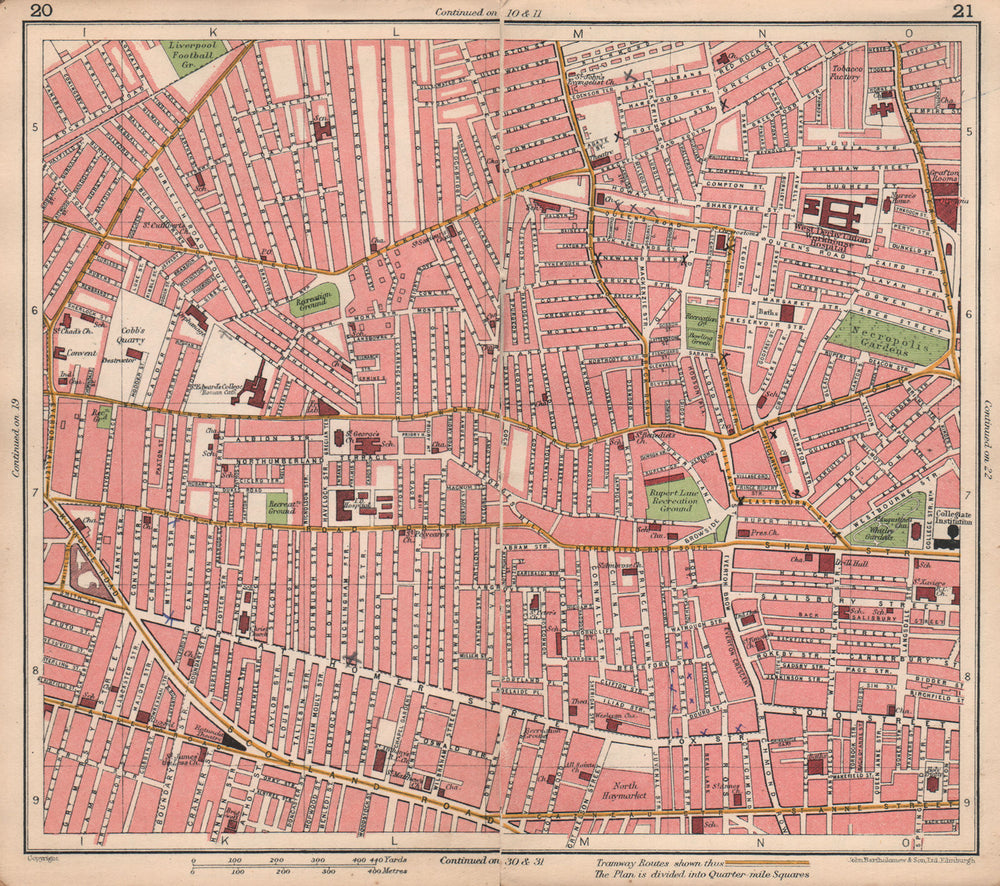 LIVERPOOL. Everton Vauxhall Grant Gardens 1928 old vintage map plan chart