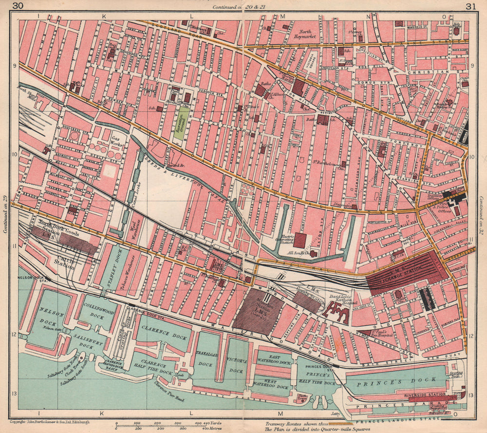 LIVERPOOL CENTRE. Vauxhall Sandhills Prince's/Trafalgar/Stanley Docks 1928 map