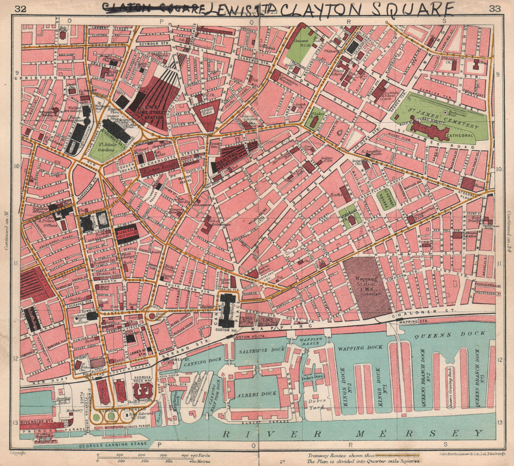 LIVERPOOL CENTRE. Queen's Dock Wapping Dock Salthouse Dock 1928 old map