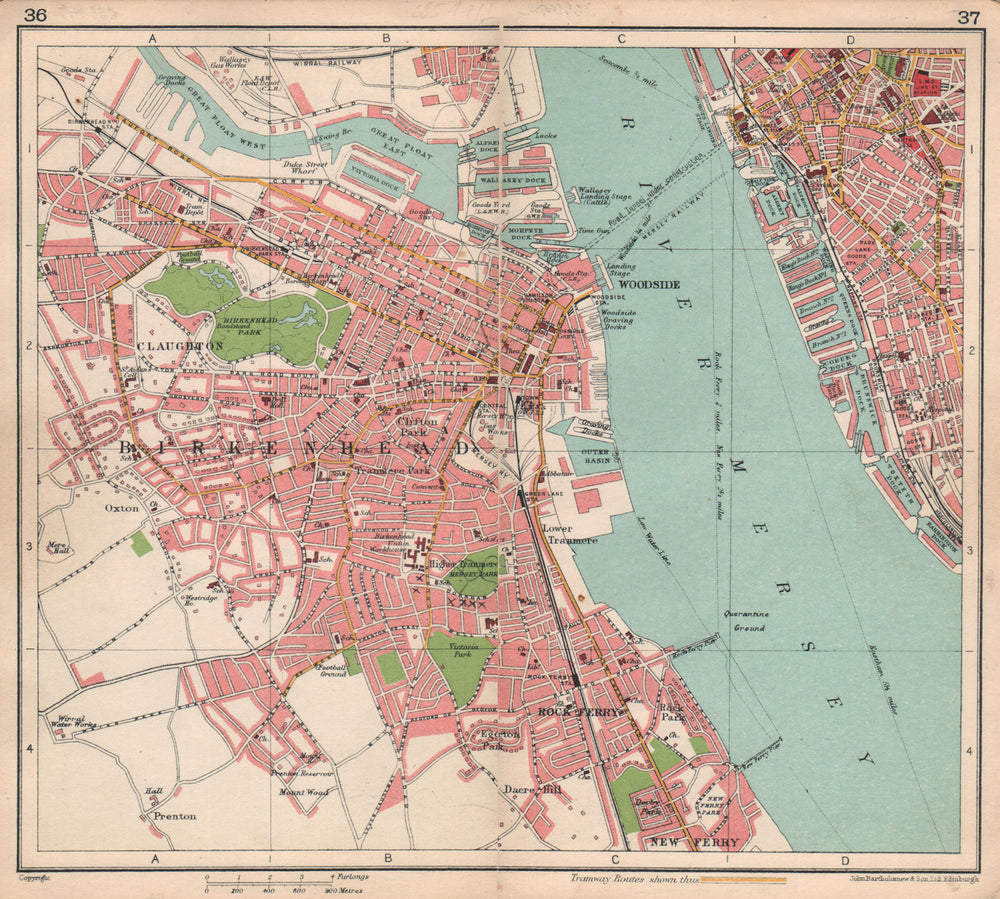 BIRKENHEAD town/city plan. Queensway tunnel under construction 1928 old map