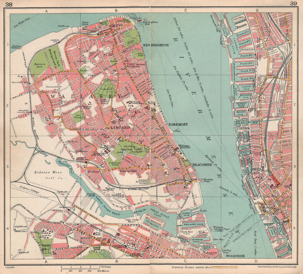 WALLASEY town/city plan. Liverpool. Queensway tunnel under construction 1928 map