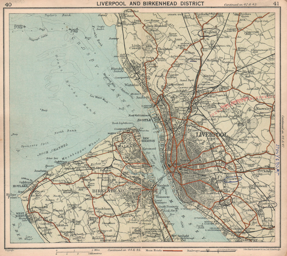MERSEYSIDE Birkenhead Liverpool Wirral Wallasey A580 under construction 1928 map