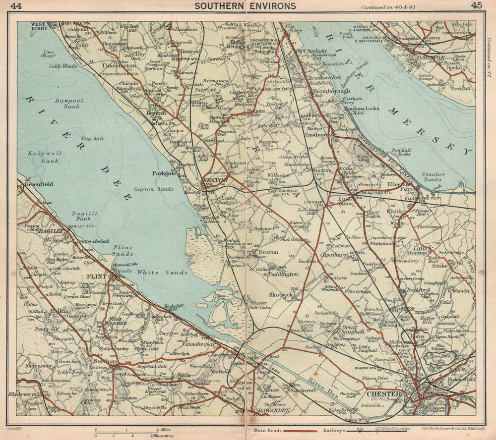 WIRRAL Chester Flint Deeside Ellesmere Port Sunlight Garston 1928 old map