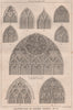 Illustrations of window tracery, No. III. Buildings 1869 old antique print