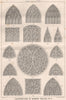 Illustrations of window Tracery, No. V . Decorative 1870 old antique print