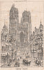 Cathedral, Brussels. Belgium 1870 old antique vintage print picture