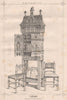 Cabinet, designed by Wm. Burges, Architect. Decorative 1870 old antique print