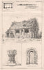 Stydd Chapel near Ribchester, sketched by D. Grant. Lancashire 1870 old print