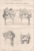 Capitals and Corbel from Oakham Castle, Rutlandshire 1871 old antique print