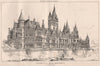 University of Wales, Aberystwyth; J.P. Seddon, Architect 1871 old print