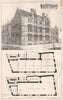 View of the new Schools of St. John Evangelist Holborn. London 1873 old print