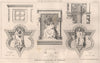 Loge de la Seigneurie, at Florence, details . Italy 1873 old antique print