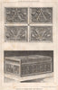 Coffer in forged iron (16th Century). Design 1873 old antique print picture