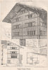 Timber House at Rueti. Zurich 1874 old antique vintage print picture