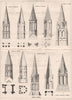 French church spires. Bougival Thiverval Athis Orgeval Limay Conflans 1874