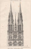 West front - Notre Dame, Paris 1874 old antique vintage print picture