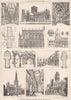 English, French & Belgian Gothic, architecture. Buildings 1874 old print