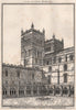 The western towers of Durham Cathedral, view from the Cloisters 1874 old print
