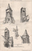European architectural sketches by G.H. Fowler Jones, York 1875 old print