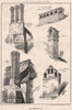Chimneys . Architecture (2) 1875 old antique vintage print picture