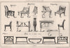Ancient Egyptian furniture (2) 1875 old antique vintage print picture