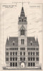 Manchester New Town Hall, Cooper St. front; Alfred Waterhouse 1876 old print