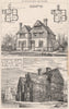 Wimbledon cottages; St. Phillips parsonage, Ancoats, Manchester 1876 old print