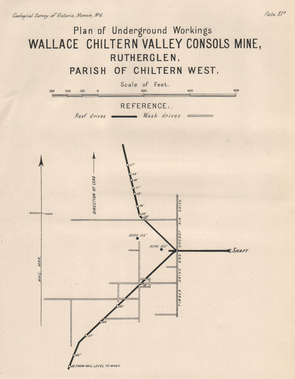 Wallace Chiltern Valley Consols Mine, Rutherglen. Victoria, Australia 1909 map