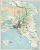 ATTICA vintage map. Piraeus Aegina Salamis. Greece 1967 old vintage chart